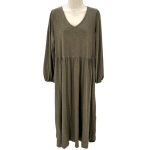 Old Navy Womens Long-Sleeve Fit & Flare Slub-Knit Midi Dress Size L